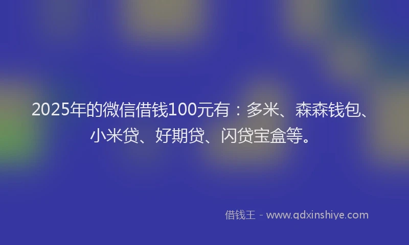 2025年的微信借钱100元有：多米、森森钱包、小米贷、好期贷、闪贷宝盒等。