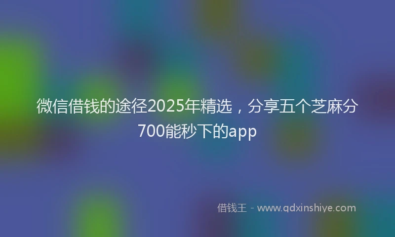 微信借钱的途径2025年精选，分享五个芝麻分700能秒下的app