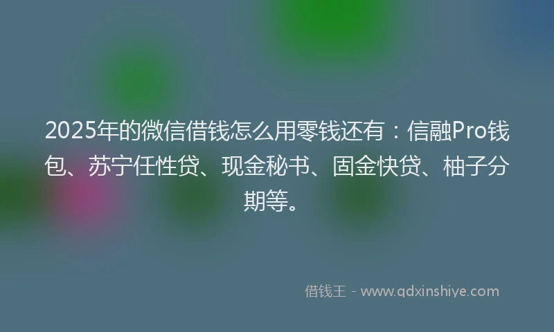 2025年的微信借钱怎么用零钱还有：信融Pro钱包、苏宁任性贷、现金秘书、固金快贷、柚子分期等。
