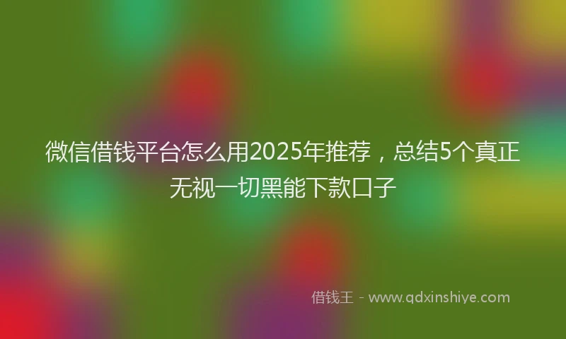 微信借钱平台怎么用2025年推荐，总结5个真正无视一切黑能下款口子