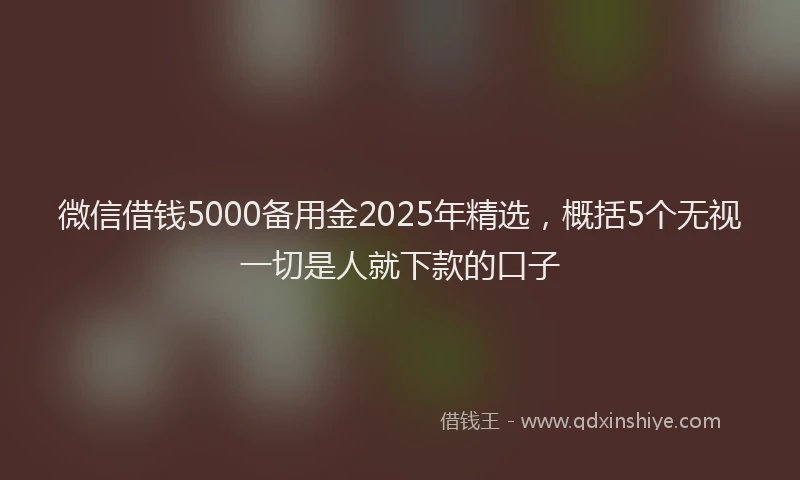 微信借钱5000备用金2025年精选，概括5个无视一切是人就下款的口子