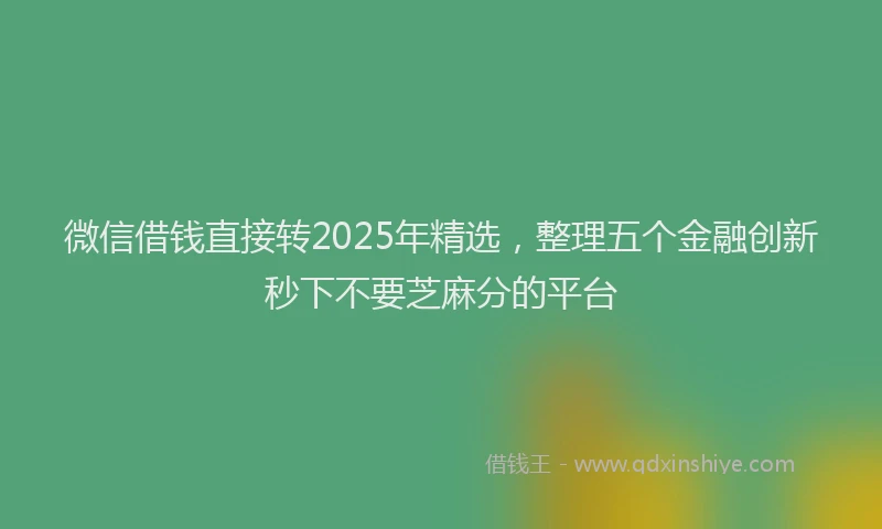微信借钱直接转2025年精选，整理五个金融创新秒下不要芝麻分的平台