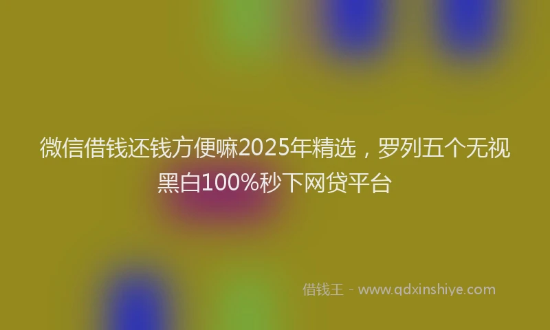 微信借钱还钱方便嘛2025年精选，罗列五个无视黑白100%秒下网贷平台