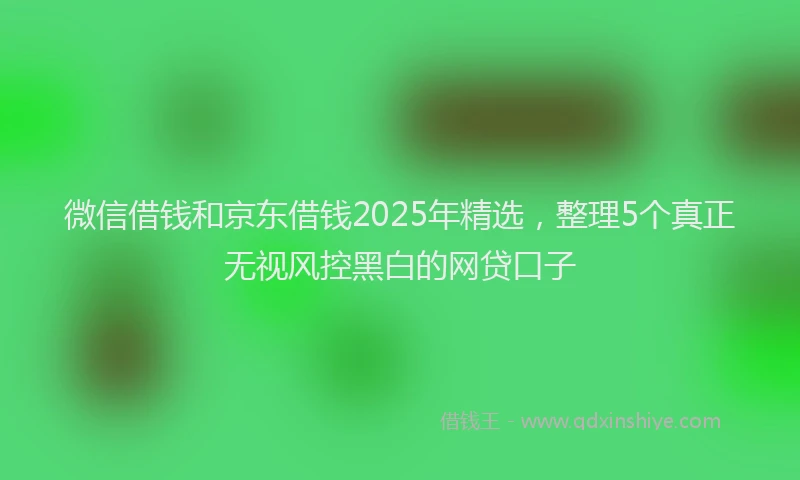 微信借钱和京东借钱2025年精选，整理5个真正无视风控黑白的网贷口子