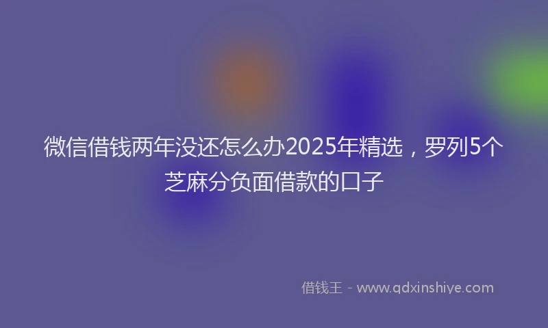 微信借钱两年没还怎么办2025年精选，罗列5个芝麻分负面借款的口子