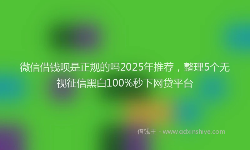 微信借钱呗是正规的吗2025年推荐，整理5个无视征信黑白100%秒下网贷平台