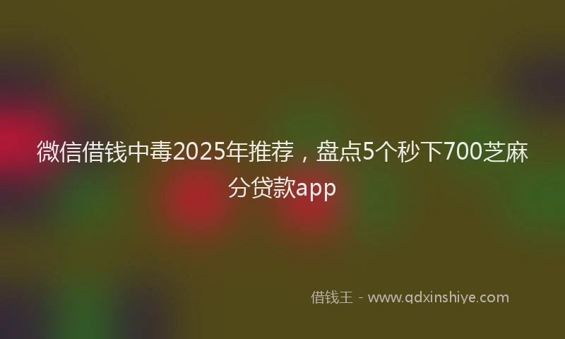 微信借钱中毒2025年推荐，盘点5个秒下700芝麻分贷款app