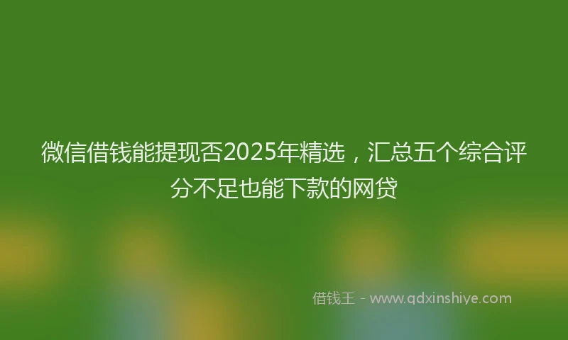微信借钱能提现否2025年精选，汇总五个综合评分不足也能下款的网贷