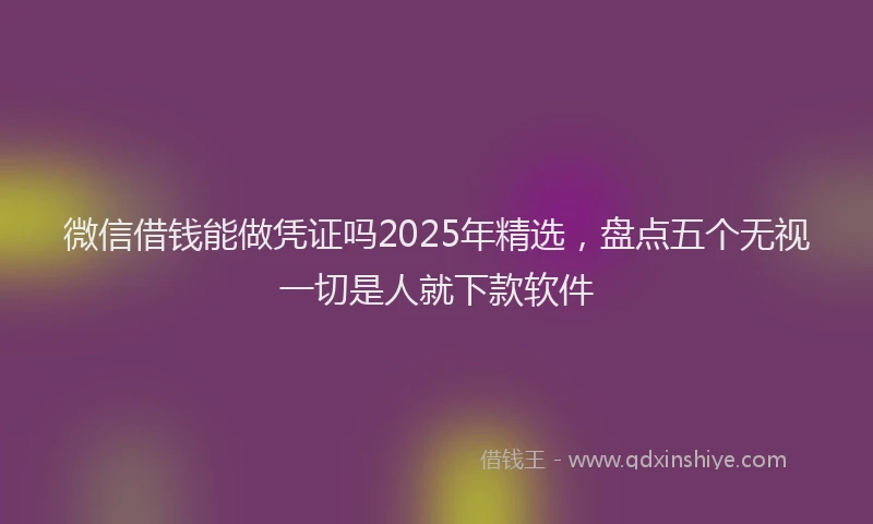 微信借钱能做凭证吗2025年精选，盘点五个无视一切是人就下款软件