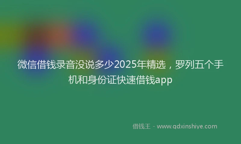 微信借钱录音没说多少2025年精选，罗列五个手机和身份证快速借钱app