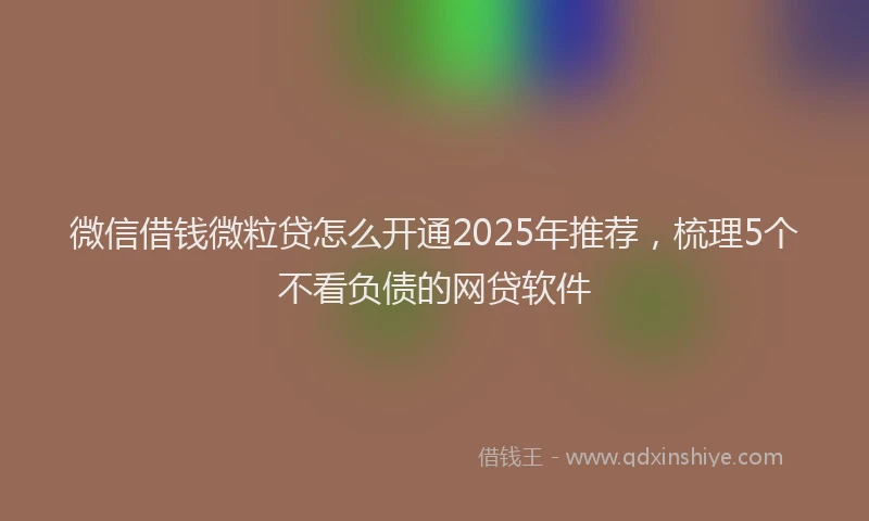微信借钱微粒贷怎么开通2025年推荐，梳理5个不看负债的网贷软件