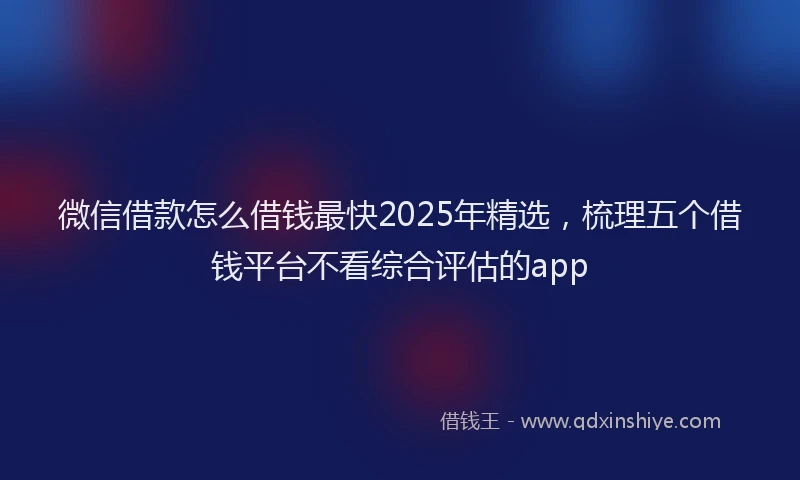 微信借款怎么借钱最快2025年精选，梳理五个借钱平台不看综合评估的app