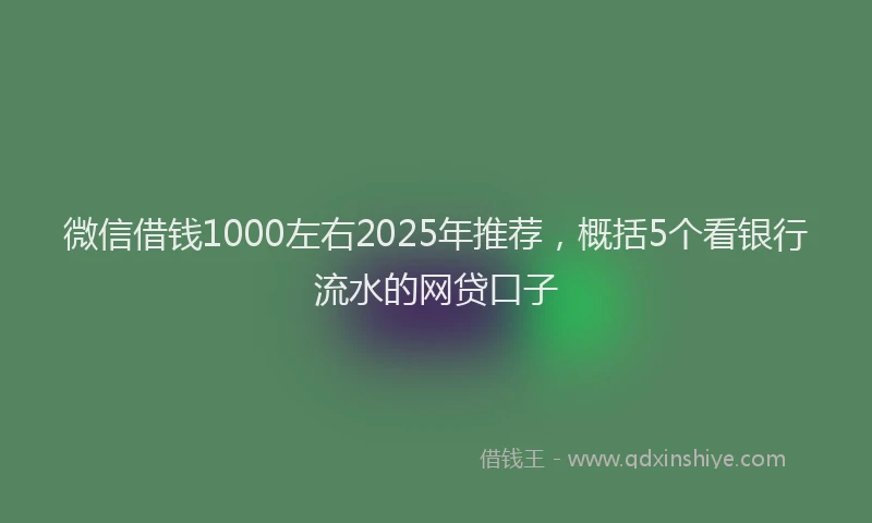 微信借钱1000左右2025年推荐，概括5个看银行流水的网贷口子