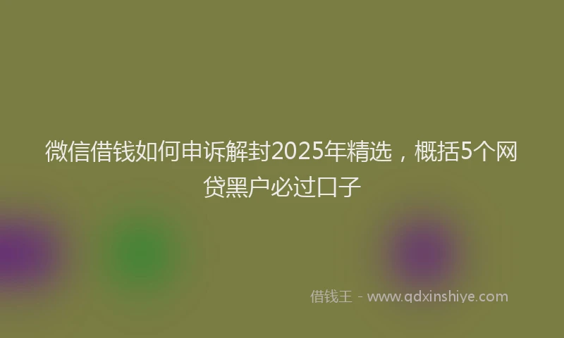 微信借钱如何申诉解封2025年精选，概括5个网贷黑户必过口子
