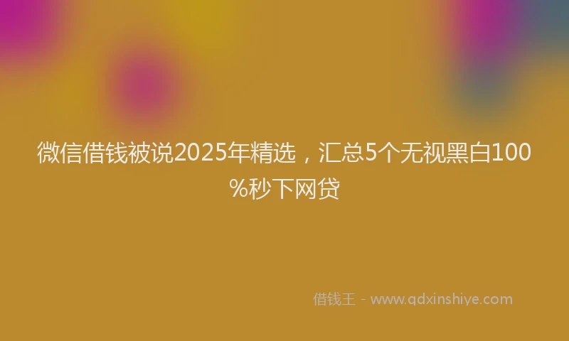 微信借钱被说2025年精选，汇总5个无视黑白100%秒下网贷