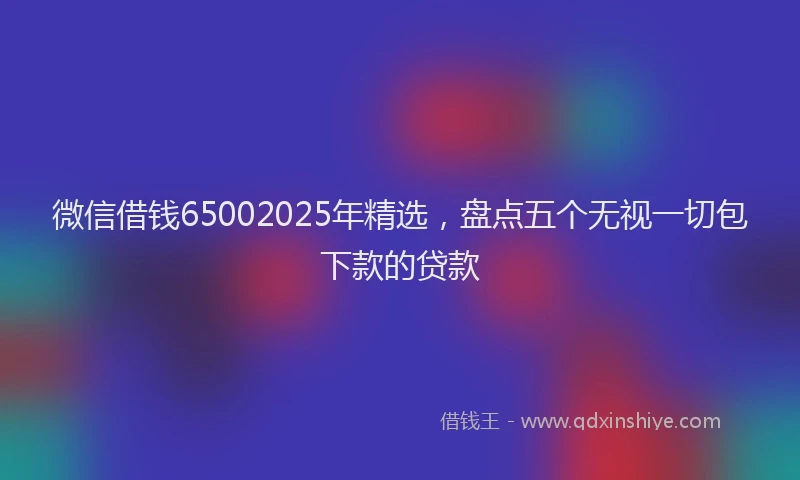 微信借钱65002025年精选，盘点五个无视一切包下款的贷款