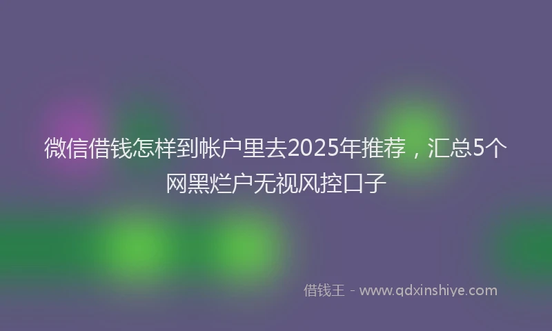 微信借钱怎样到帐户里去2025年推荐，汇总5个网黑烂户无视风控口子