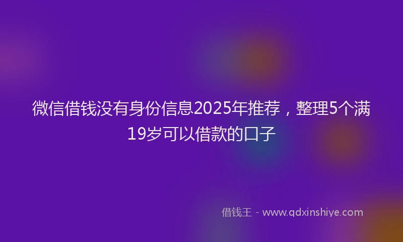 微信借钱没有身份信息2025年推荐，整理5个满19岁可以借款的口子