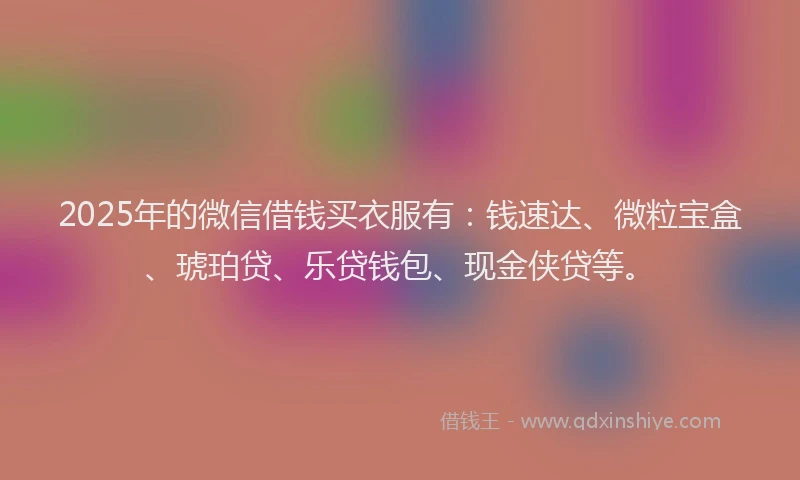 2025年的微信借钱买衣服有：钱速达、微粒宝盒、琥珀贷、乐贷钱包、现金侠贷等。