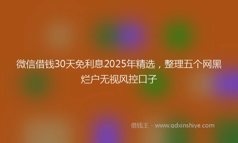 微信借钱30天免利息2025年精选，整理五个网黑烂户无视风控口子