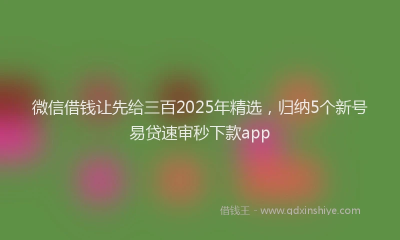 微信借钱让先给三百2025年精选，归纳5个新号易贷速审秒下款app