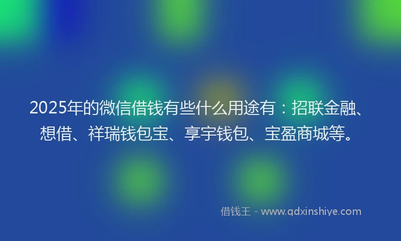 2025年的微信借钱有些什么用途有：招联金融、想借、祥瑞钱包宝、享宇钱包、宝盈商城等。