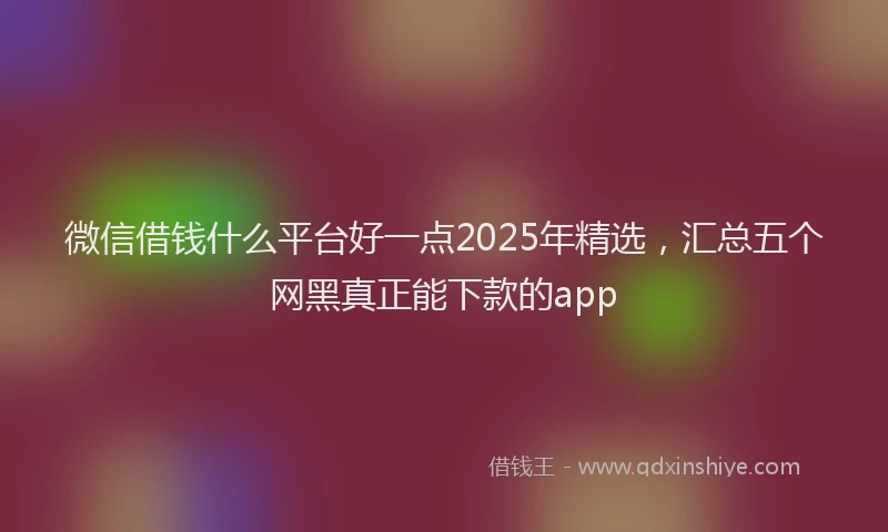微信借钱什么平台好一点2025年精选，汇总五个网黑真正能下款的app