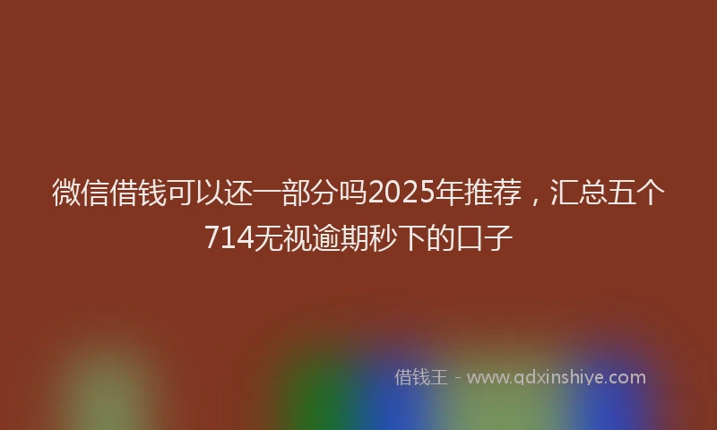 微信借钱可以还一部分吗2025年推荐，汇总五个714无视逾期秒下的口子