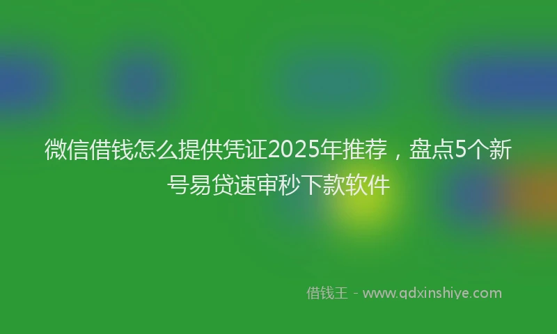 微信借钱怎么提供凭证2025年推荐，盘点5个新号易贷速审秒下款软件