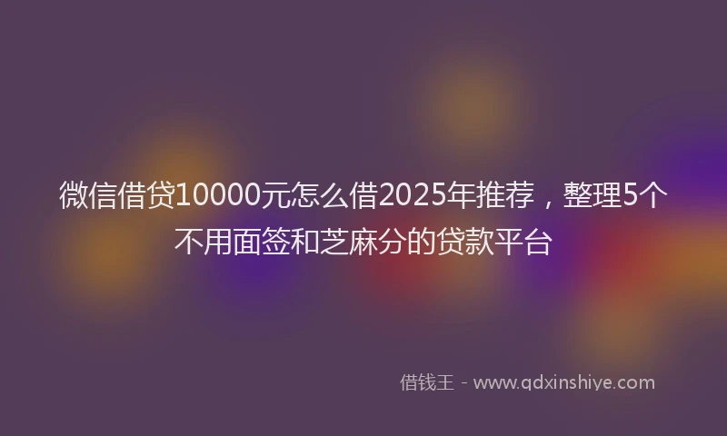 微信借贷10000元怎么借2025年推荐，整理5个不用面签和芝麻分的贷款平台