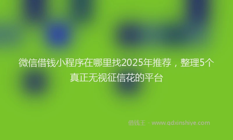 微信借钱小程序在哪里找2025年推荐，整理5个真正无视征信花的平台
