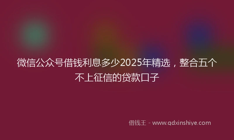 微信公众号借钱利息多少2025年精选，整合五个不上征信的贷款口子