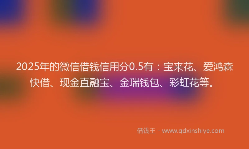 2025年的微信借钱信用分0.5有：宝来花、爱鸿森快借、现金直融宝、金瑞钱包、彩虹花等。