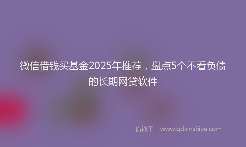 微信借钱买基金2025年推荐，盘点5个不看负债的长期网贷软件