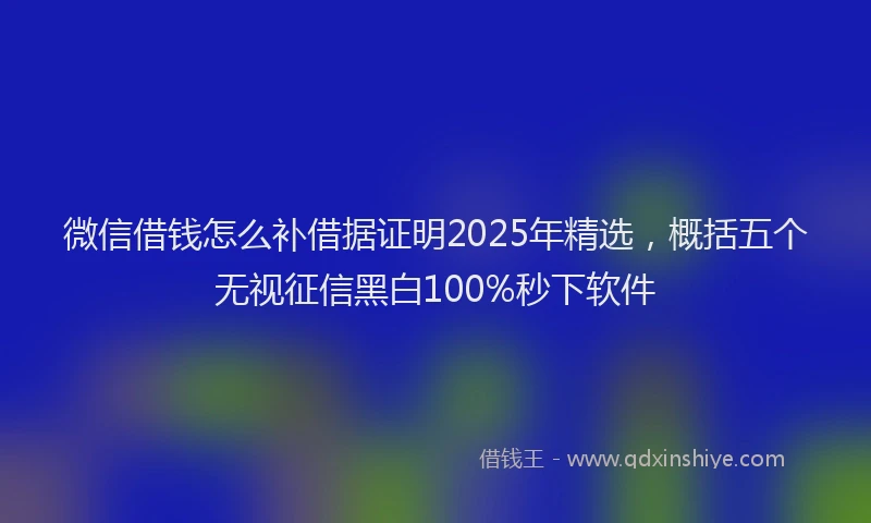 微信借钱怎么补借据证明2025年精选，概括五个无视征信黑白100%秒下软件