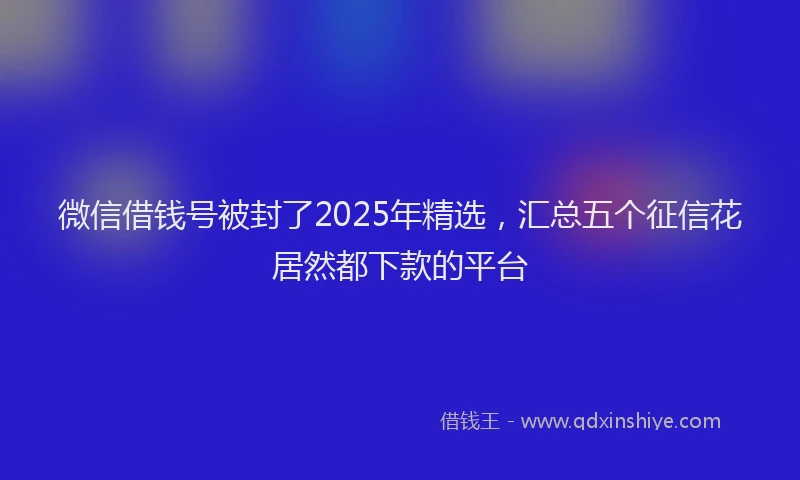微信借钱号被封了2025年精选，汇总五个征信花居然都下款的平台