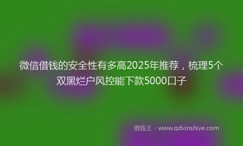 微信借钱的安全性有多高2025年推荐，梳理5个双黑烂户风控能下款5000口子