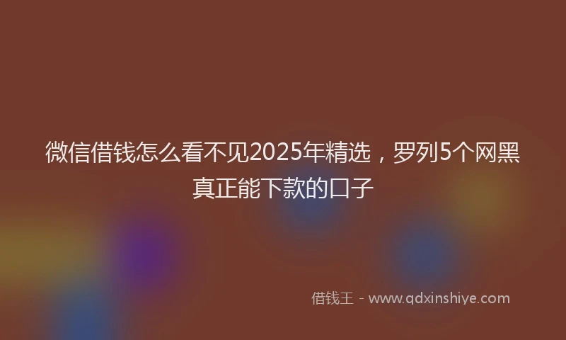 微信借钱怎么看不见2025年精选，罗列5个网黑真正能下款的口子