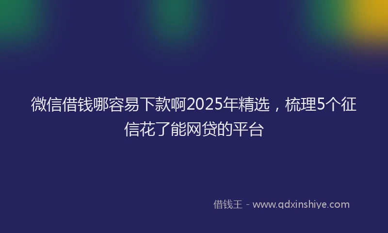 微信借钱哪容易下款啊2025年精选，梳理5个征信花了能网贷的平台