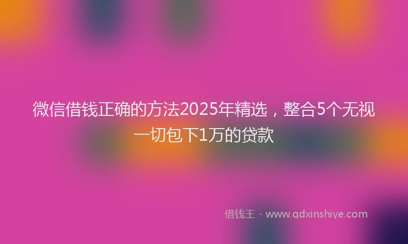 微信借钱正确的方法2025年精选，整合5个无视一切包下1万的贷款