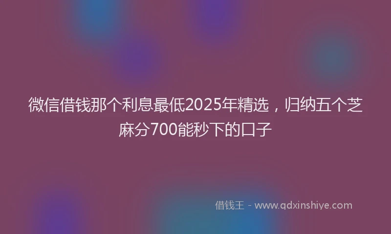 微信借钱那个利息最低2025年精选，归纳五个芝麻分700能秒下的口子