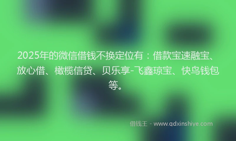 2025年的微信借钱不换定位有：借款宝速融宝、放心借、橄榄信贷、贝乐享-飞鑫琼宝、快鸟钱包等。