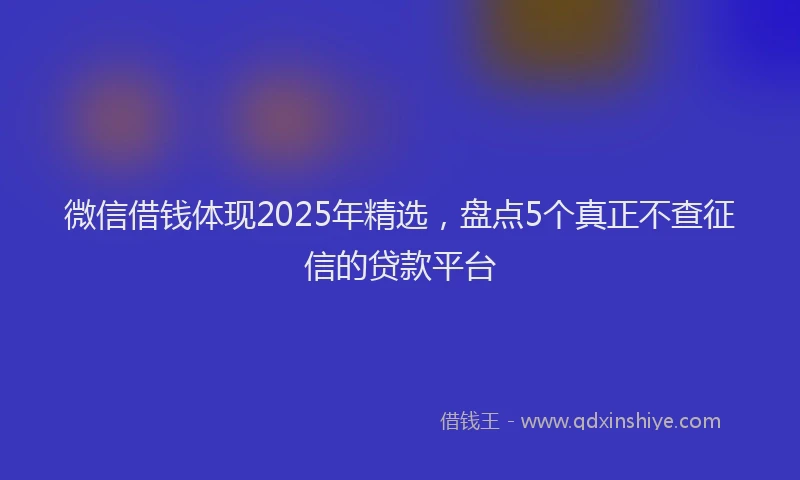 微信借钱体现2025年精选，盘点5个真正不查征信的贷款平台