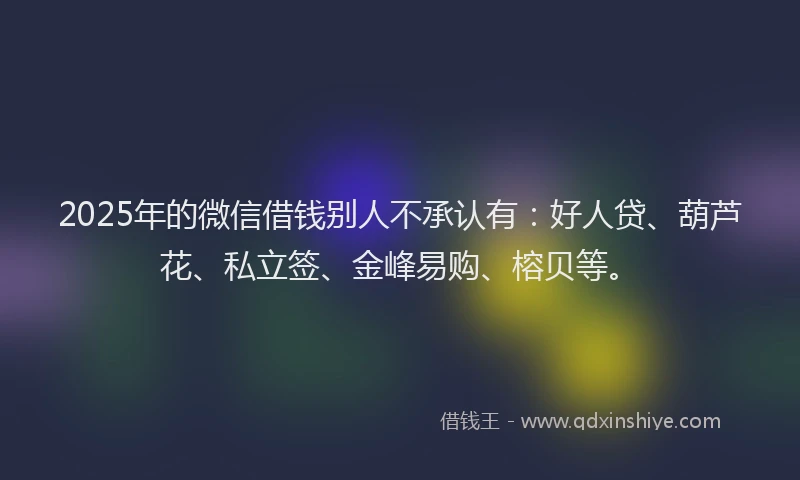 2025年的微信借钱别人不承认有：好人贷、葫芦花、私立签、金峰易购、榕贝等。