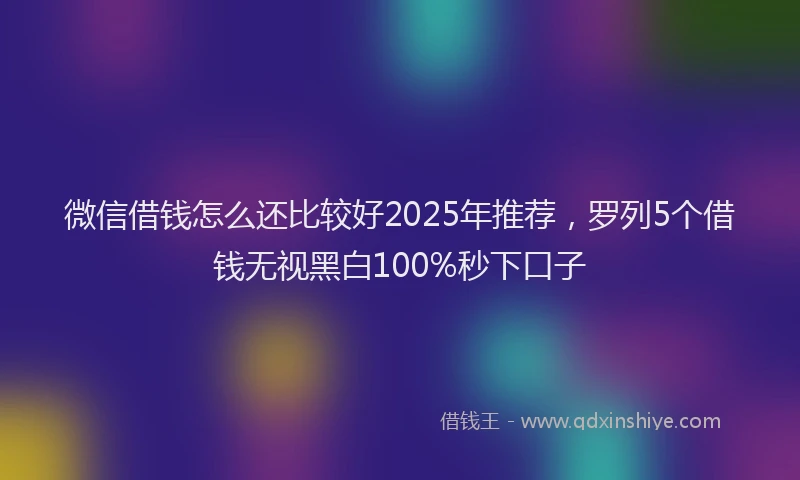 微信借钱怎么还比较好2025年推荐，罗列5个借钱无视黑白100%秒下口子