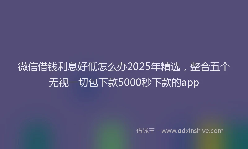 微信借钱利息好低怎么办2025年精选，整合五个无视一切包下款5000秒下款的app