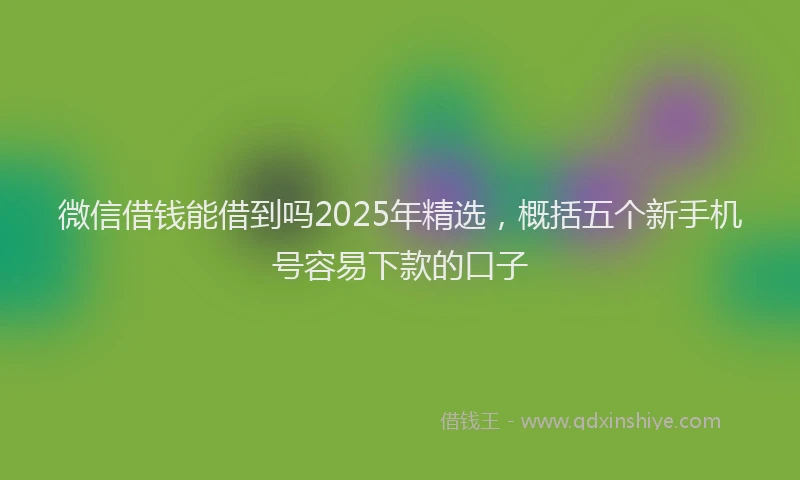 微信借钱能借到吗2025年精选，概括五个新手机号容易下款的口子