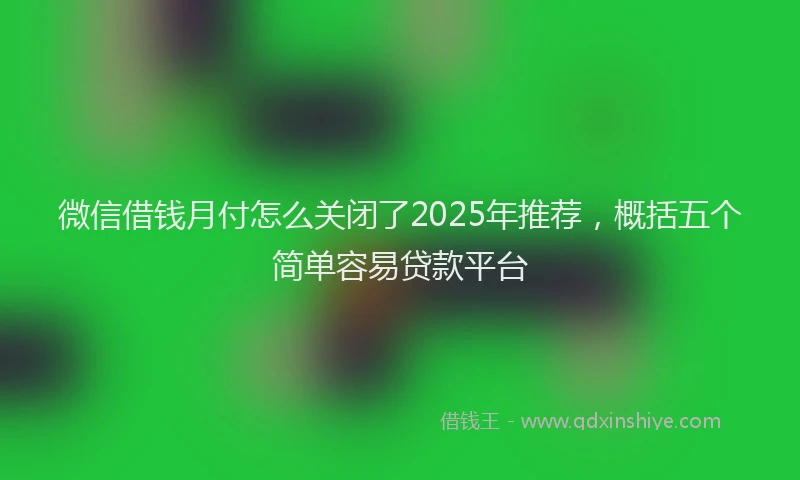 微信借钱月付怎么关闭了2025年推荐，概括五个简单容易贷款平台