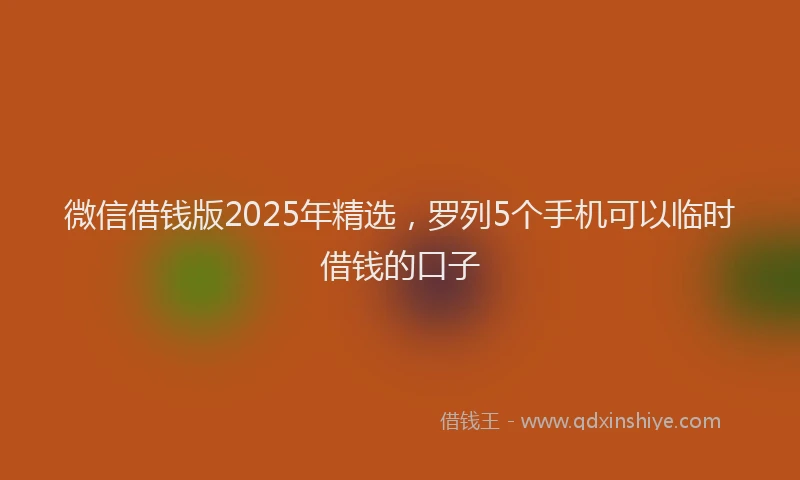 微信借钱版2025年精选，罗列5个手机可以临时借钱的口子