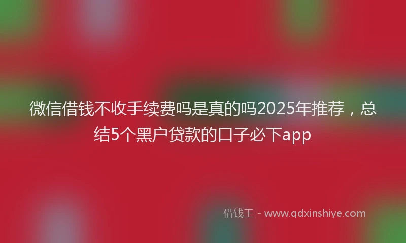 微信借钱不收手续费吗是真的吗2025年推荐，总结5个黑户贷款的口子必下app